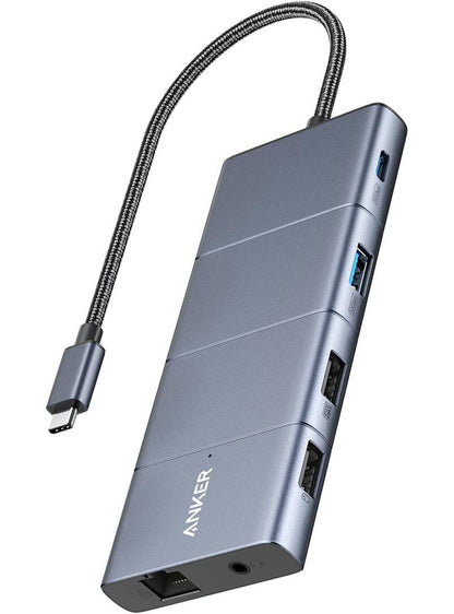 Anker PowerExpand USB-C hub, 1 x USB-A 3.2 - 2 x USB-A - 2 x USB-C - 1 x Display Port - 1 x HDMI - 1 x 3,5 mm Jack - 1 x RJ45 - 1 x SD - 1 x microSD, Szürke