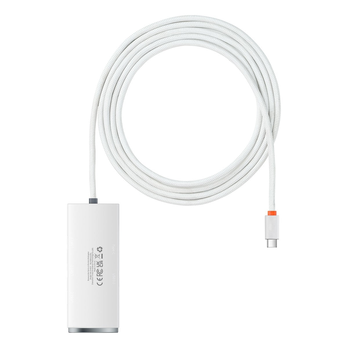 Baseus Lite USB-C Hub, 4 x USB-A 3.2, 2m, White