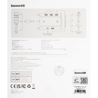 Baseus Lite USB-C Hub, 4 x USB-A 3.2, 2m, White
