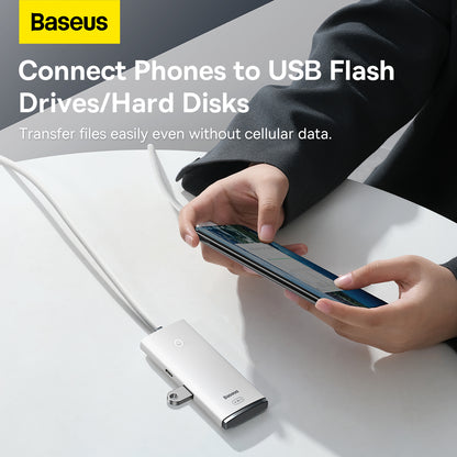 Baseus Lite USB-C Hub, 4 x USB-A 3.2, 2m, White