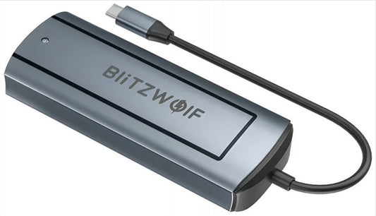 Hub USB-C BlitzWolf BW-Neo TH13, 3 x USB-A 3.0 - 1 x USB-C - 1 x Display Port - 1 x SSD interfész, Szürke
