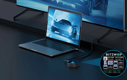 BlitzWolf BW-TH16 USB-C hub, 8 az 1-ben, szürke