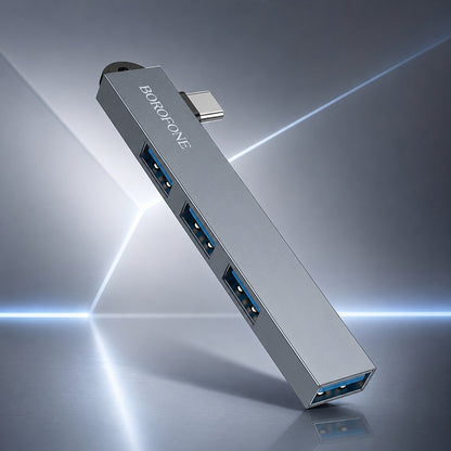 Borofone FH1A USB-C Hub, 4 az 1-ben, Szürke