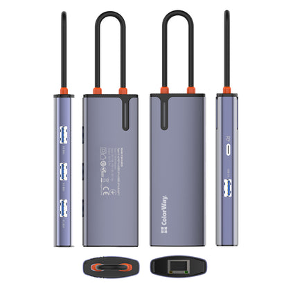USB-C ColorWay CW-HUB03, 6in1, Ezüst