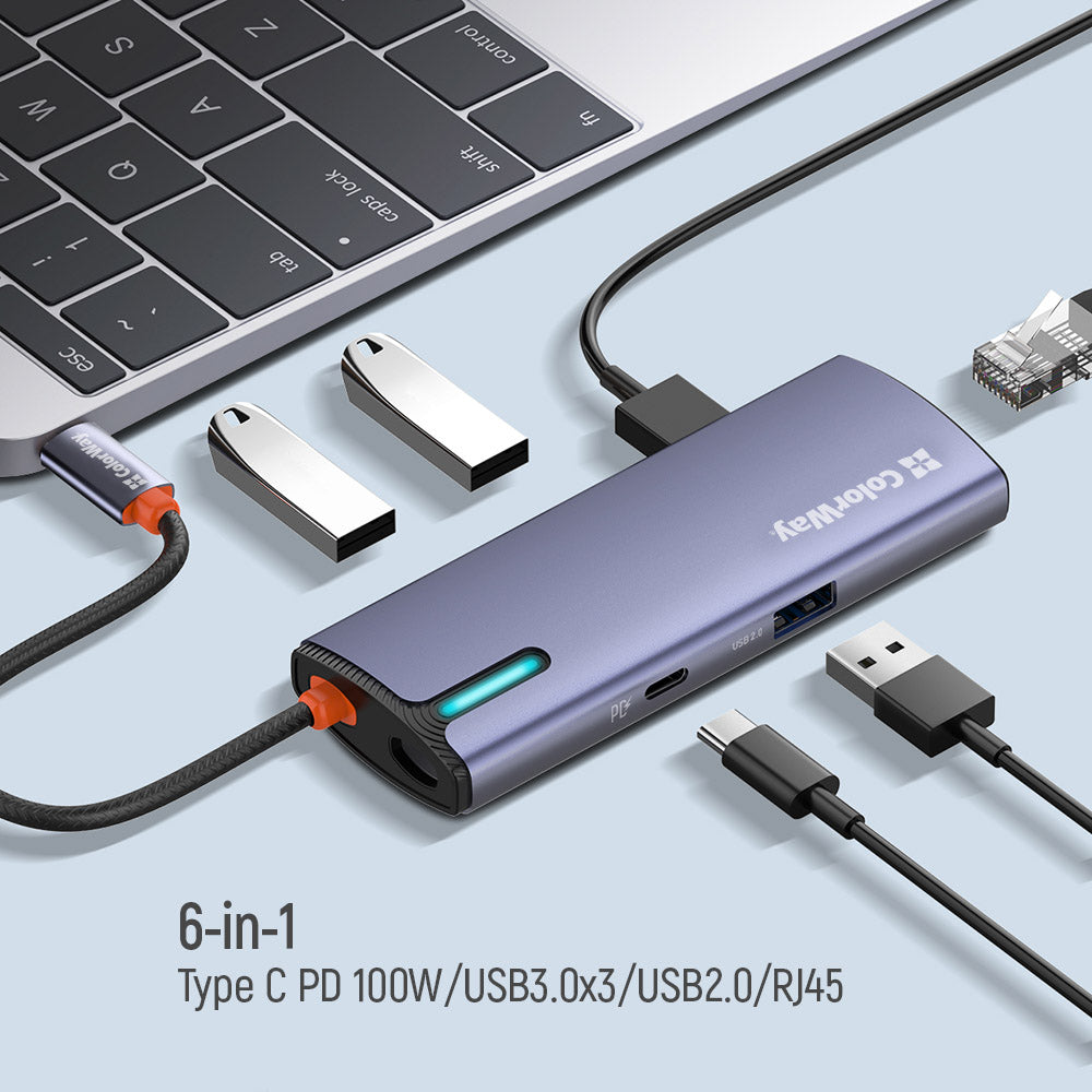 USB-C ColorWay CW-HUB03, 6in1, Ezüst
