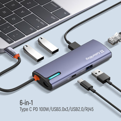 USB-C ColorWay CW-HUB03, 6in1, Ezüst