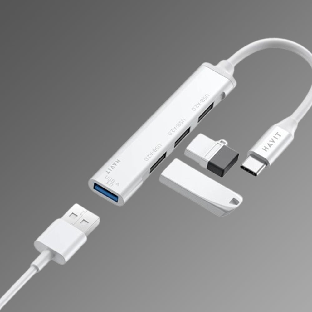 HAVIT HB41 USB-C Hub, 4in1, Ezüst