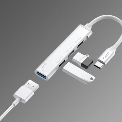 HAVIT HB41 USB-C Hub, 4in1, Ezüst