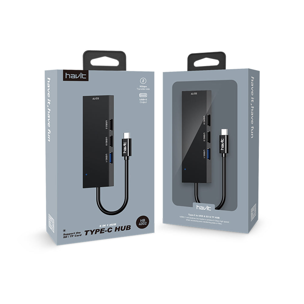 HAVIT HB41 USB-C Hub, 4in1, Ezüst