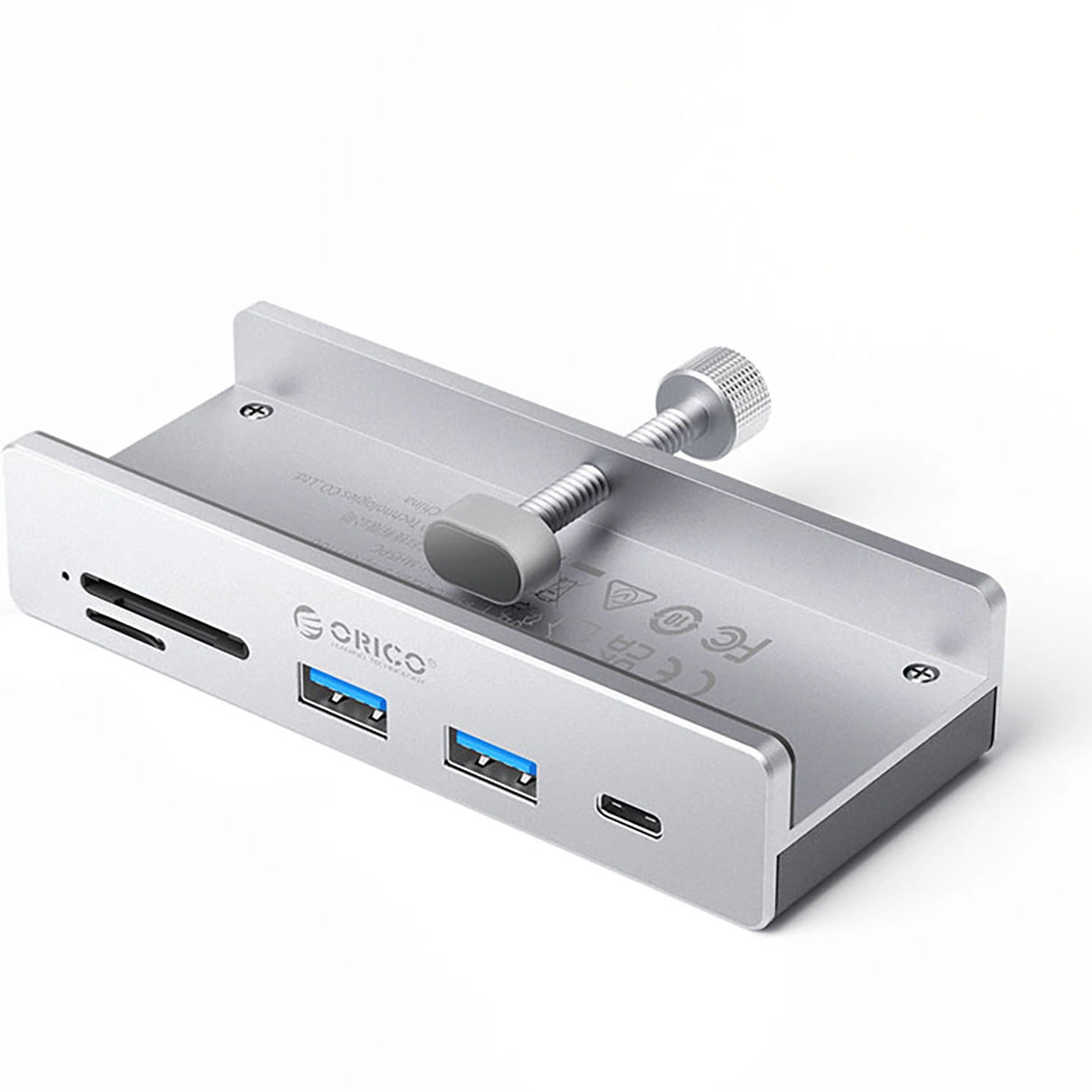Orico MH5PC Clamp USB-C hub, 2 x USB-A 3.2 - 1 x USB-C - 1 x SD - 1 x microSD, ezüst