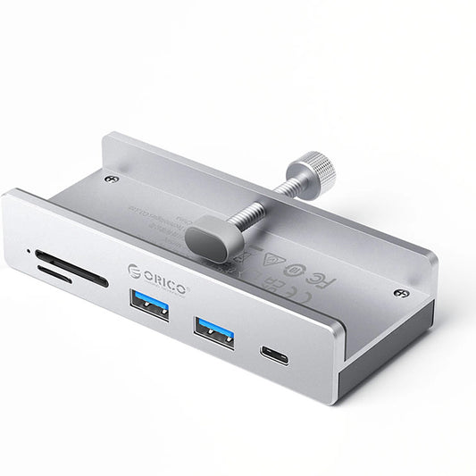 Orico MH5PC Clamp USB-C hub, 2 x USB-A 3.2 - 1 x USB-C - 1 x SD - 1 x microSD, ezüst