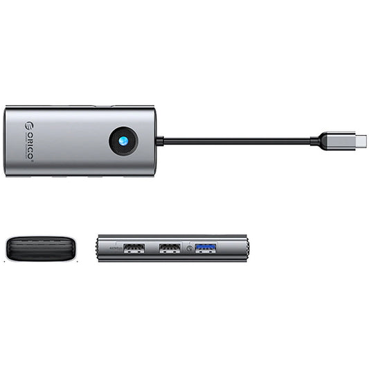 Orico PW11-5P USB-C hub, 1 x USB-A 3.0 - 2 x USB-A - 1 x USB-C - 1 x HDMI, Szürke
