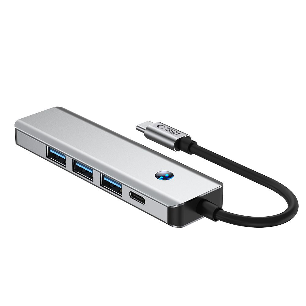 Hub USB-C Tech-Protect HB01, 1 x USB-A 3.0 - 2 x USB-A - 1 x USB-C - 1 x HDMI, Szürke