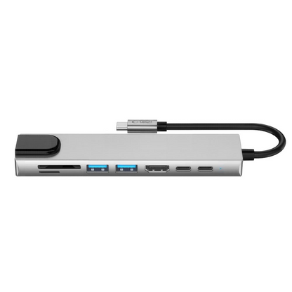 Tech-Protect HB09 USB-C hub, 2 x USB-A 3.0 - 2 x USB-C - 1 x HDMI - 1 x RJ45 - 1 x SD - 1 x microSD, Szürke