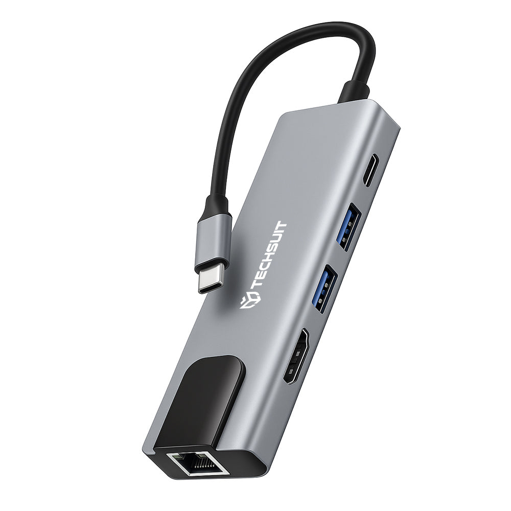 USB-C Techsuit H1 NetBridge, 5in1, Szürke