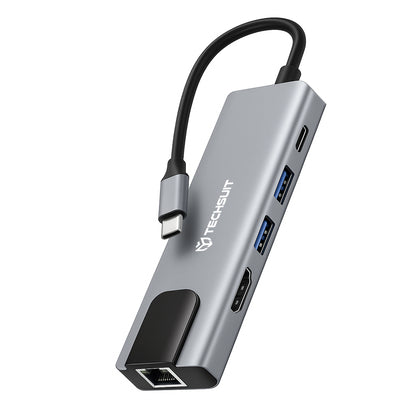 USB-C Techsuit H1 NetBridge, 5in1, Szürke