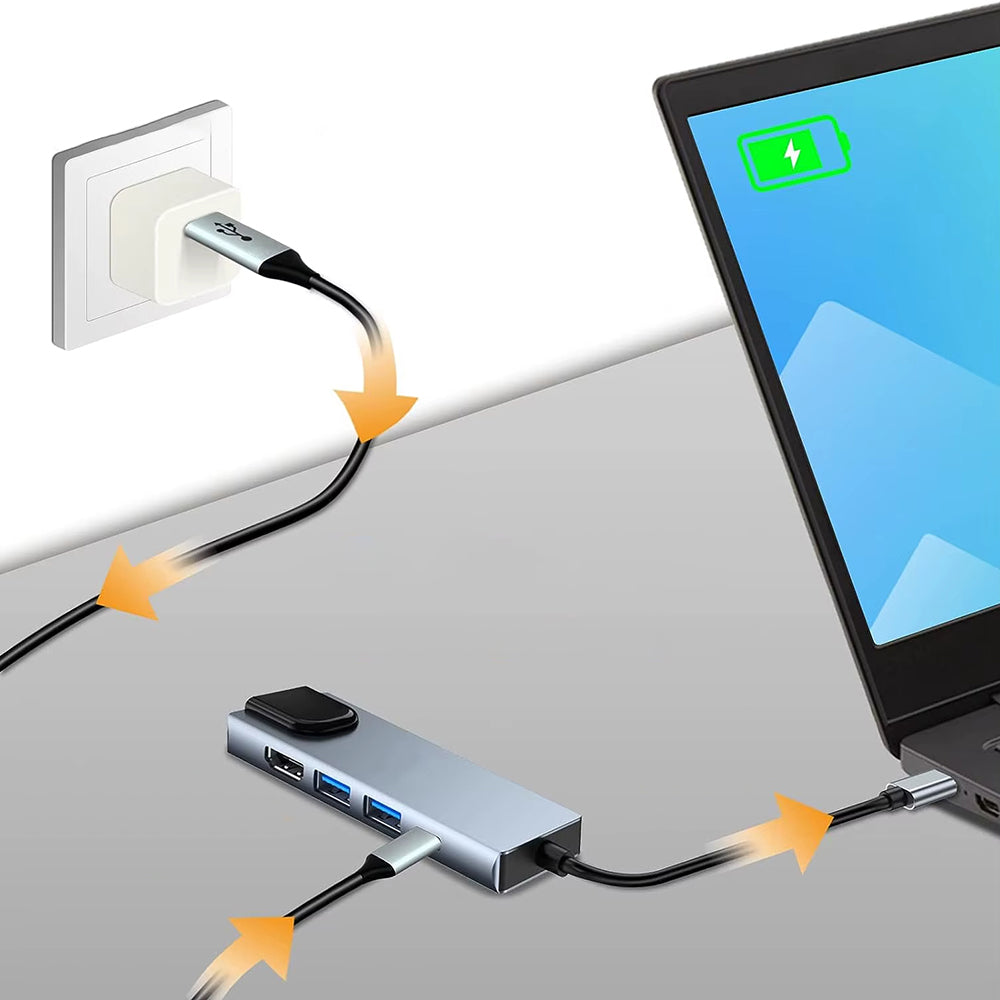 USB-C Techsuit H1 NetBridge, 5in1, Szürke