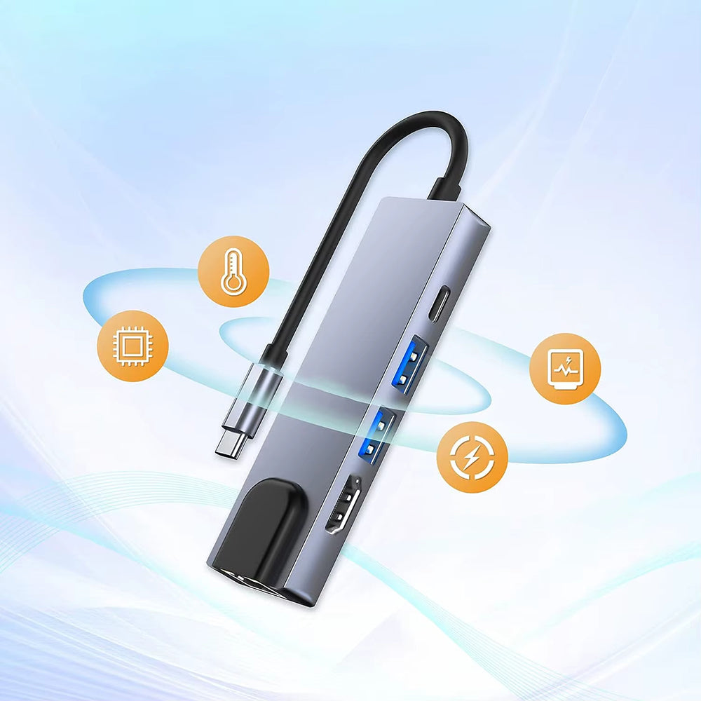 USB-C Techsuit H1 NetBridge, 5in1, Szürke