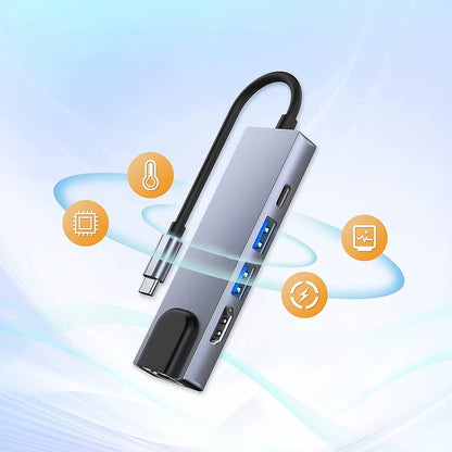 USB-C Techsuit H1 NetBridge, 5in1, Szürke