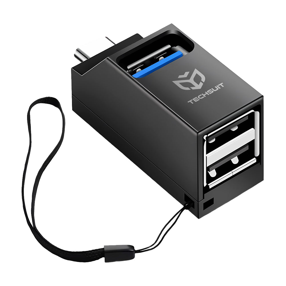 USB-C Techsuit H10 EchoLink hub, 3in1, Fekete