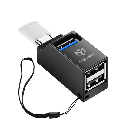 USB-C Techsuit H10 EchoLink hub, 3in1, Fekete
