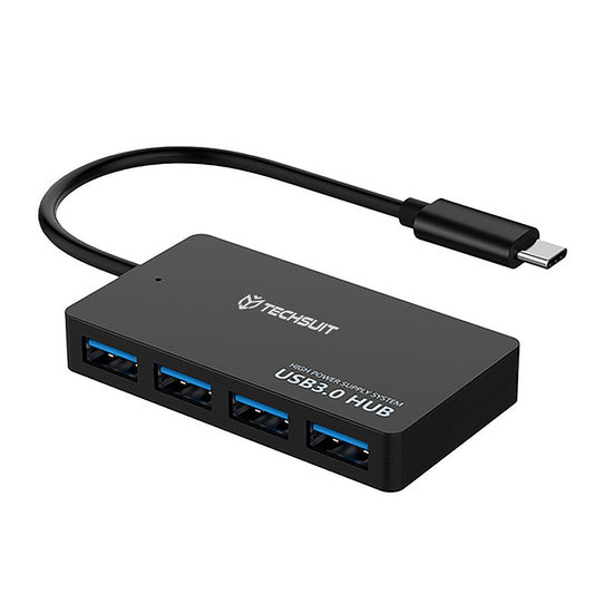 Hub USB-C Techsuit H16 QuantumNode, 4in1, Fekete