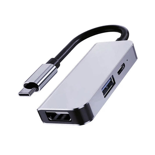 USB-C Techsuit H4 TurboChargeX, 3in1, Szürke Hub