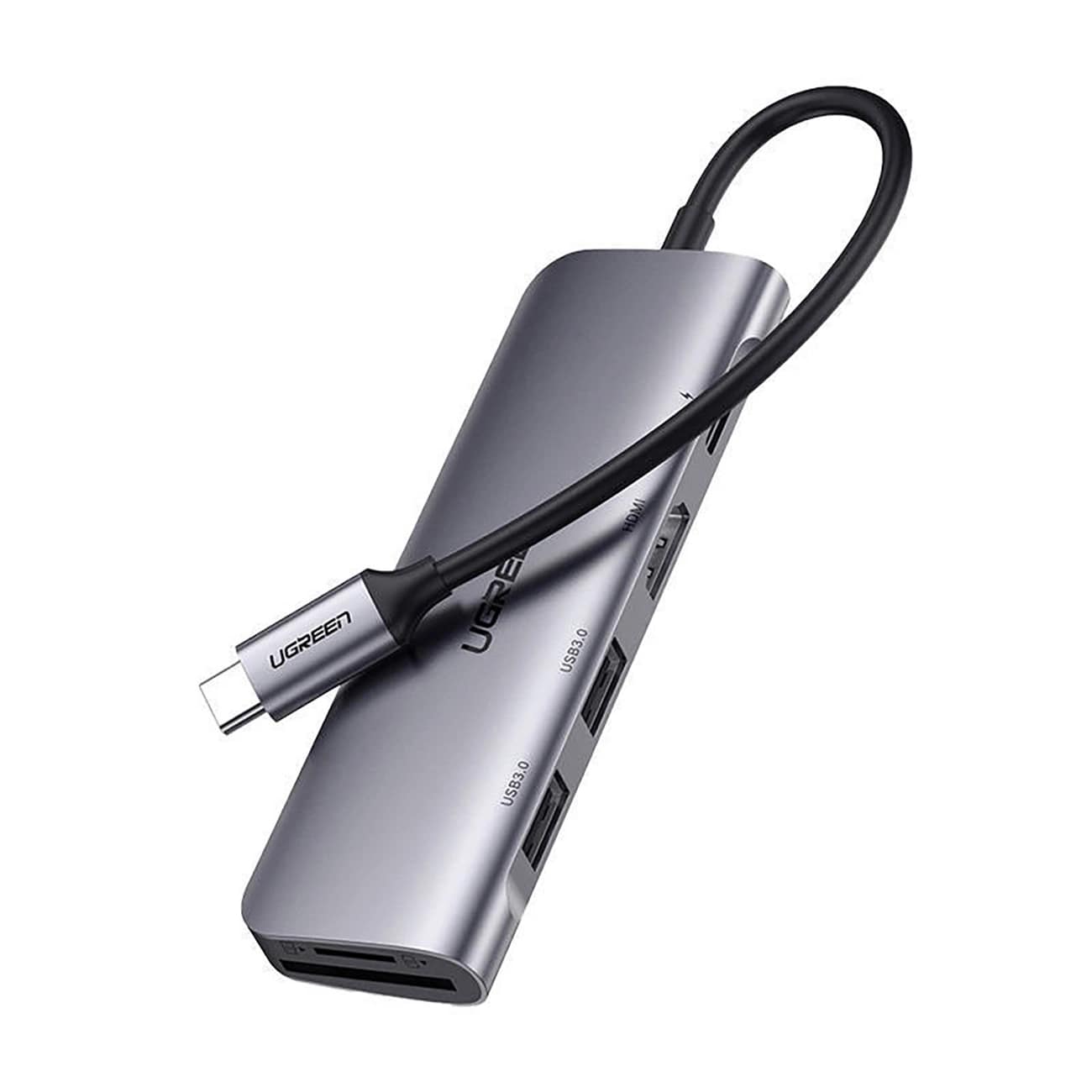 Hub USB-C UGREEN CM195 (15214), 2 x USB-A 3.0 - 1 x USB-C - 1 x HDMI - 1 x SD - 1 x microSD, Szürke