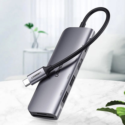 Hub USB-C UGREEN CM195 (15214), 2 x USB-A 3.0 - 1 x USB-C - 1 x HDMI - 1 x SD - 1 x microSD, Szürke