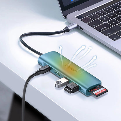 Hub USB-C UGREEN CM195 (15214), 2 x USB-A 3.0 - 1 x USB-C - 1 x HDMI - 1 x SD - 1 x microSD, Szürke