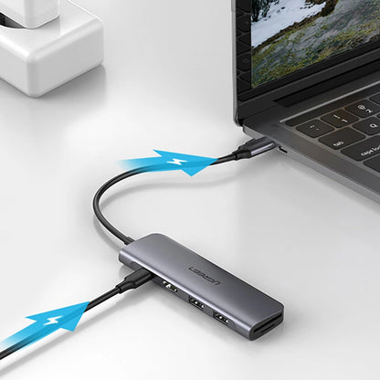 Hub USB-C UGREEN CM195 (15214), 2 x USB-A 3.0 - 1 x USB-C - 1 x HDMI - 1 x SD - 1 x microSD, Szürke