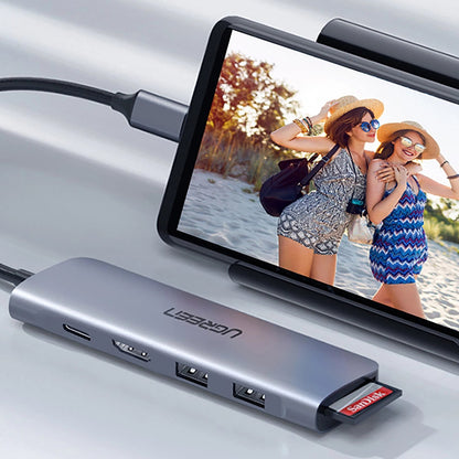 Hub USB-C UGREEN CM195 (15214), 2 x USB-A 3.0 - 1 x USB-C - 1 x HDMI - 1 x SD - 1 x microSD, Szürke
