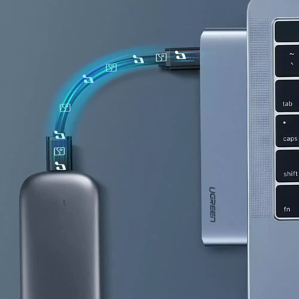 UGREEN CM251 USB-C hub Apple MacBook Pro / Air készülékhez, 3 x USB-A 3.0 - 1 x USB-C - 1 x SD - 1 x microSD, Szürke