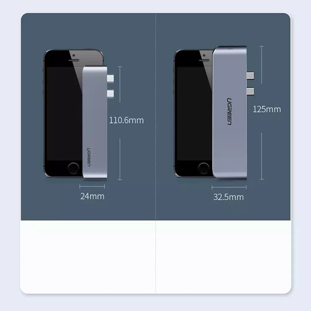 UGREEN CM251 USB-C hub Apple MacBook Pro / Air készülékhez, 3 x USB-A 3.0 - 1 x USB-C - 1 x SD - 1 x microSD, Szürke