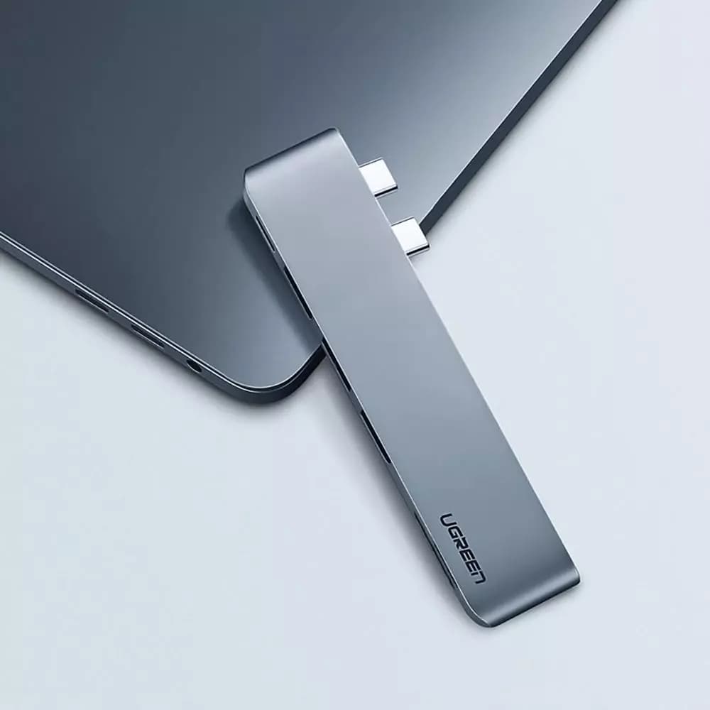 UGREEN CM251 USB-C hub Apple MacBook Pro / Air készülékhez, 3 x USB-A 3.0 - 1 x USB-C - 1 x SD - 1 x microSD, Szürke