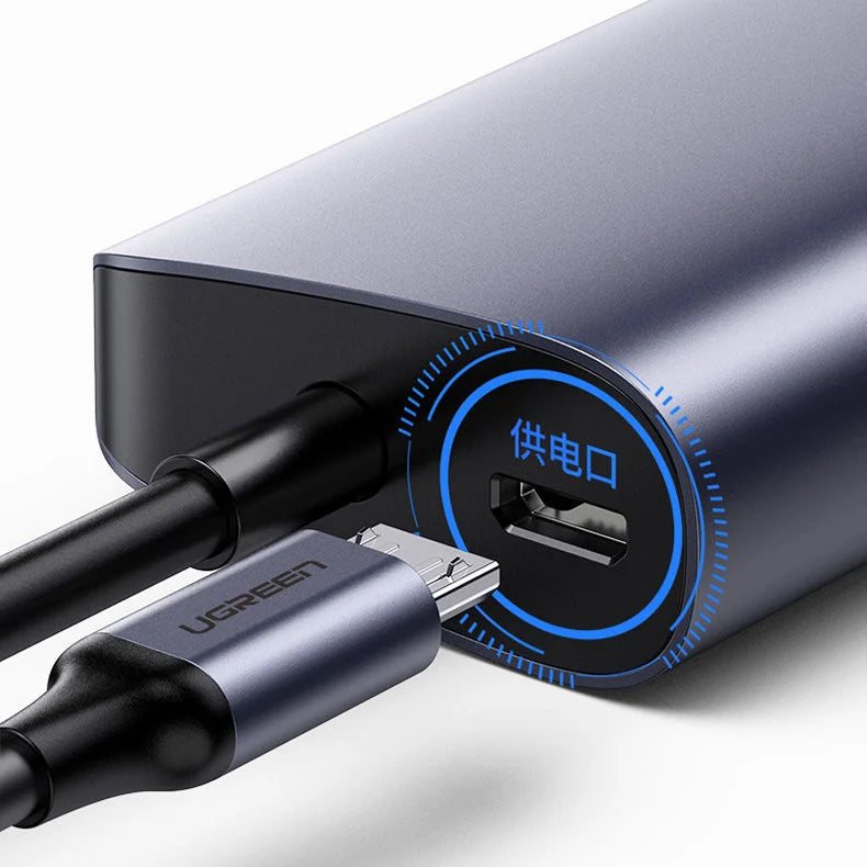 UGREEN CM252 USB-C Hub, 3 x USB-A 3.0 - 1 x USB-C - RJ45, Szürke