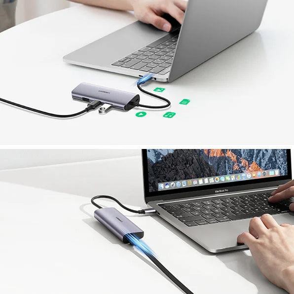 UGREEN CM252 USB-C Hub, 3 x USB-A 3.0 - 1 x USB-C - RJ45, Szürke
