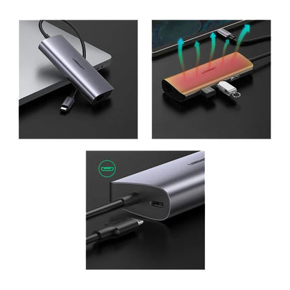 UGREEN CM252 USB-C Hub, 3 x USB-A 3.0 - 1 x USB-C - RJ45, Szürke