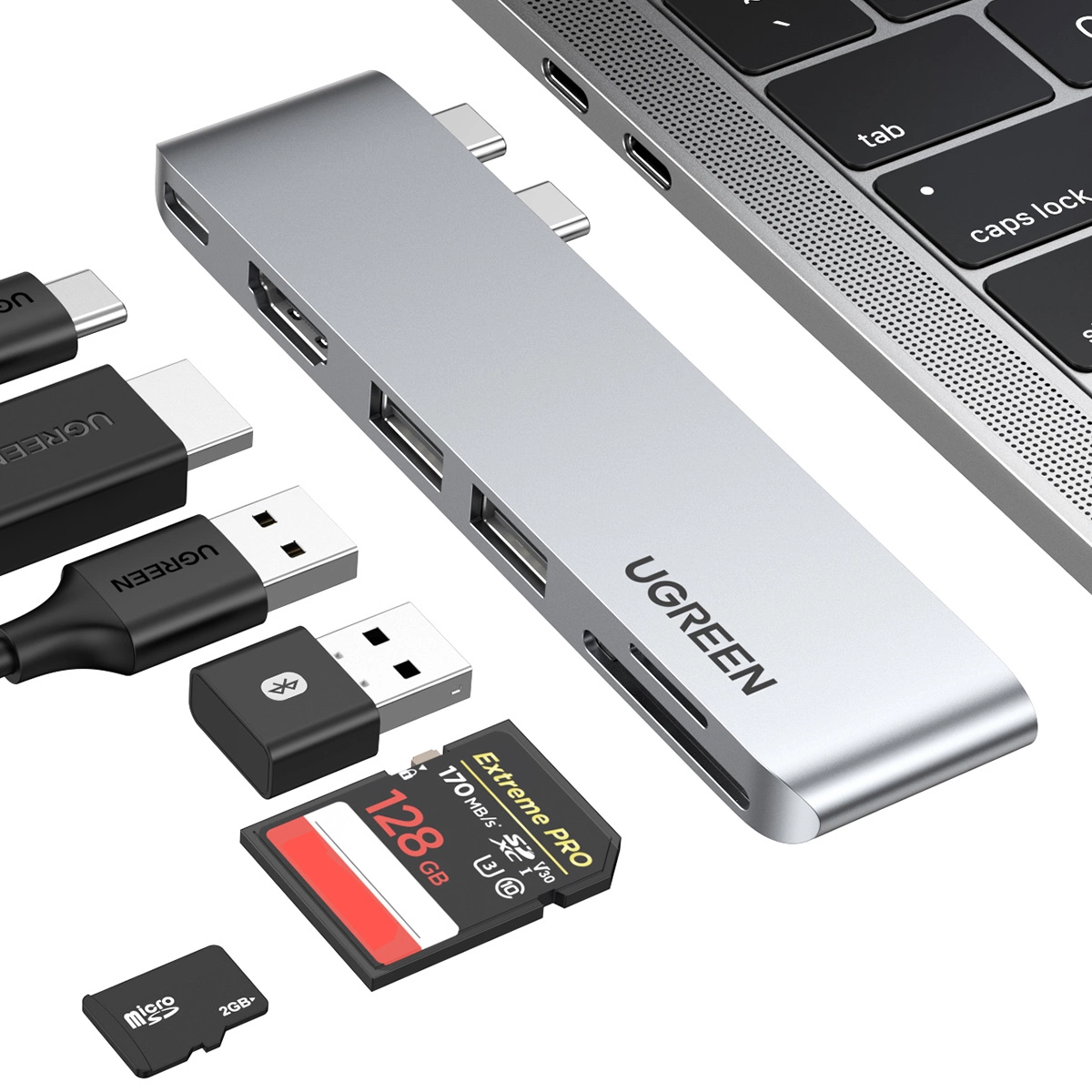 UGREEN CM380 USB-C hub (80856) Apple MacBook Pro / Air sorozathoz, 2 x USB-A 3.0 - 1 x USB-C - 1 x HDMI - 1 x SD - 1 x microSD