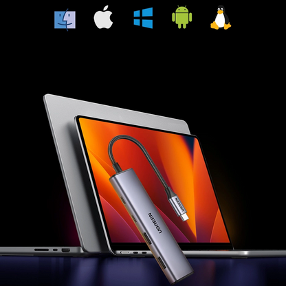 UGREEN CM473 USB-C hub, 2 x USB-A 3.0 - 2 x USB-C, 0,20 cm, Szürke