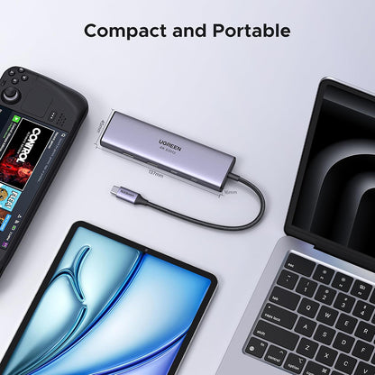UGREEN CM498 USB-C Hub (15375), 2 x USB-A - 3 x USB-C - 1 x HDMI - 1 x RJ45 - 1 x SD - 1 x microSD, Gray
