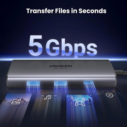 UGREEN CM498 USB-C Hub (15852), 2 x USB-A 3.0 - 2 x USB-C - 2 x HDMI, Gray