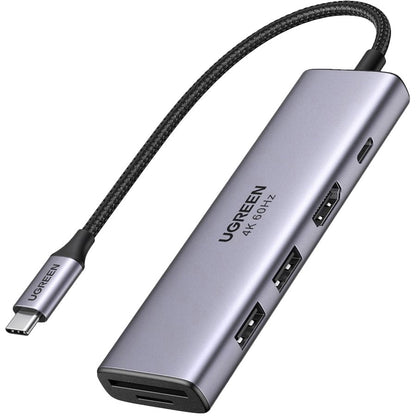 Hub USB-C UGREEN CM511 (60384), 2 x USB-A 3.0 - 1 x USB-C - 1 x HDMI - 1 x SD - 1 x microSD, Szürke