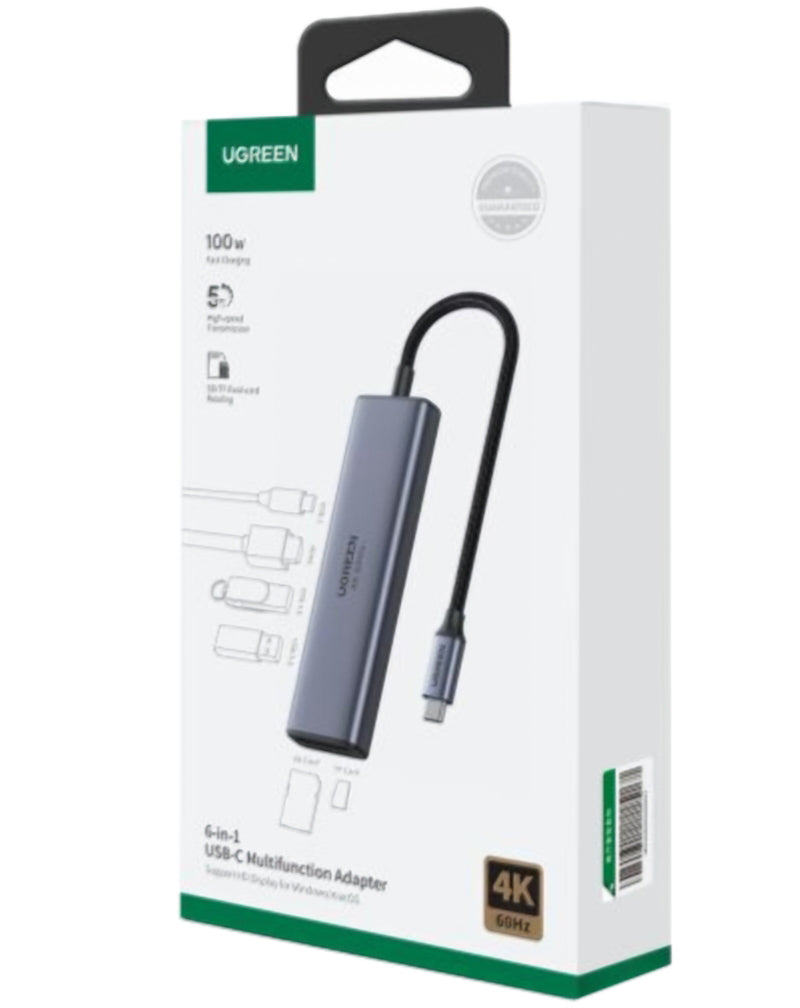 Hub USB-C UGREEN CM511 (60384), 2 x USB-A 3.0 - 1 x USB-C - 1 x HDMI - 1 x SD - 1 x microSD, Szürke