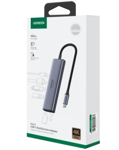 Hub USB-C UGREEN CM511 (60384), 2 x USB-A 3.0 - 1 x USB-C - 1 x HDMI - 1 x SD - 1 x microSD, Szürke