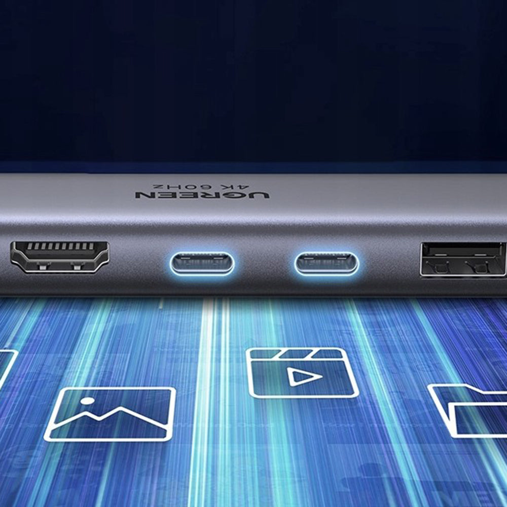 UGREEN CM511 USB-C Hub (45521), 1 x USB-A 3.2 - 3 x USB-C - 1 x HDMI - 1 x SD - 1 x microSD, Szürke