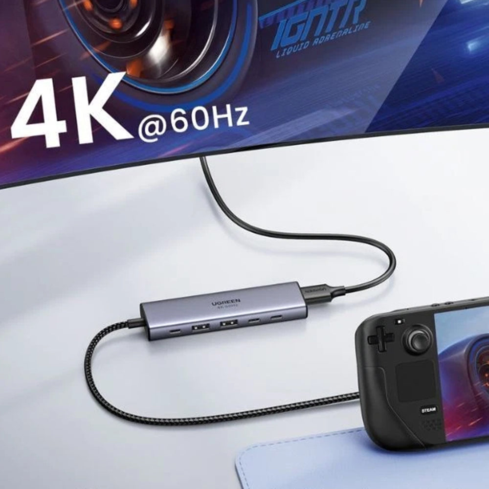 UGREEN CM511 (35999) USB-C hub, 2 x USB-A 3.2 - 3 x USB-C - 1 x HDMI, szürke