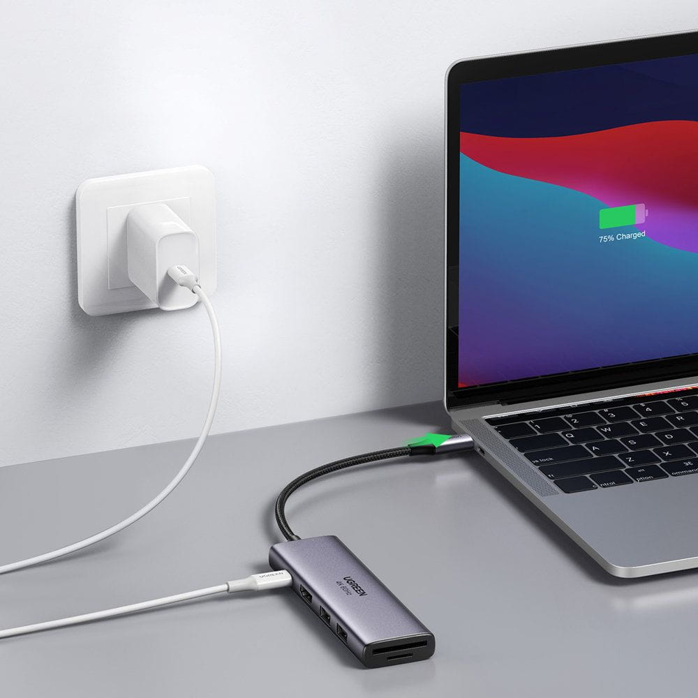 Hub USB-C UGREEN CM511 (60384), 2 x USB-A 3.0 - 1 x USB-C - 1 x HDMI - 1 x SD - 1 x microSD, Szürke