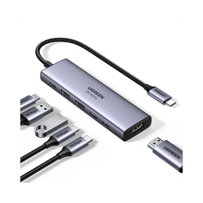 UGREEN CM511 (35999) USB-C hub, 2 x USB-A 3.2 - 3 x USB-C - 1 x HDMI, szürke