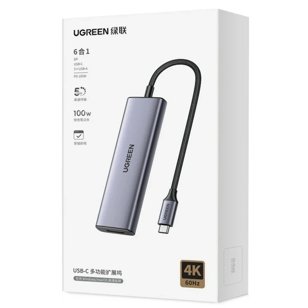 Hub USB-C UGREEN CM511 (75642), 6in1, Szürke